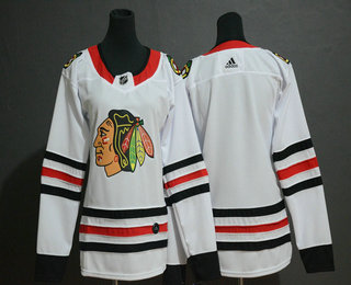 Women's Chicago Blackhawks Blank White Adidas Stitched NHL Jersey