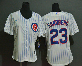 Women's Chicago Cubs #23 Ryne Sandberg White Stitched MLB Cool Base Nike Jersey