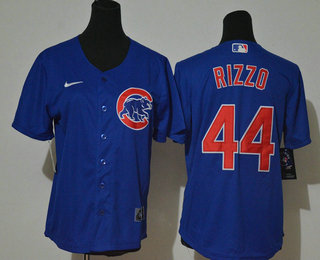 Women's Chicago Cubs #44 Anthony Rizzo Blue Stitched MLB Cool Base Nike Jersey