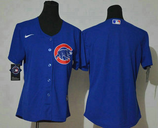 Women's Chicago Cubs Blank Blue Stitched MLB Cool Base Nike Jersey