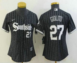 Women's Chicago White Sox #27 Lucas Giolito Black 2021 City Connect Stitched MLB Cool Base Nike Jersey