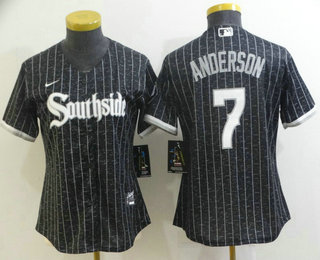 Women's Chicago White Sox #7 Tim Anderson Black 2021 City Connect Stitched MLB Cool Base Nike Jersey