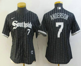 Women's Chicago White Sox #7 Tim Anderson Black With Small Number 2021 City Connect Stitched MLB Cool Base Nike Jersey