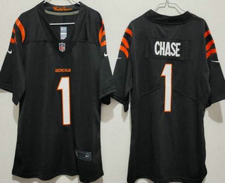 Women's Cincinnati Bengals #1 JaMarr Chase Limited Black Vapor Jersey