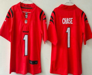 Women's Cincinnati Bengals #1 JaMarr Chase Limited Orange Vapor Jersey