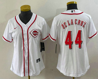 Women's Cincinnati Reds #44 Elly De La Cruz White Cool Base Stitched Jersey