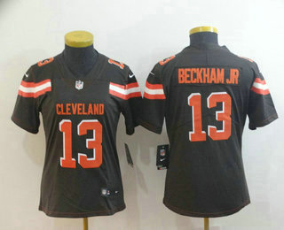 Women's Cleveland Browns #13 Odell Beckham Jr Brown 2017 Vapor Untouchable Stitched NFL Nike Limited Jersey