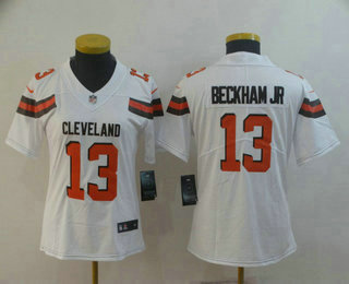 Women's Cleveland Browns #13 Odell Beckham Jr White 2017 Vapor Untouchable Stitched NFL Nike Limited Jersey