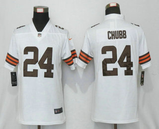 Women's Cleveland Browns #24 Nick Chubb White 2020 NEW Vapor Untouchable Stitched NFL Nike Limited Jersey