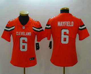 Women's Cleveland Browns #6 Baker Mayfield Browns Orange 2018 Vapor Untouchable Stitched NFL Nike Limited Jersey