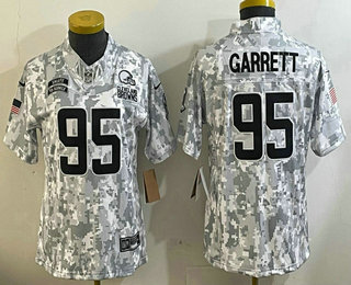 Women's Cleveland Browns #95 Myles Garrett Arctic Camo 2024 FUSE Salute to Service Limited Stitched Jersey