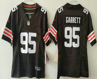 Women's Cleveland Browns #95 Myles Garrett Limited Brown FUSE Vapor Jersey