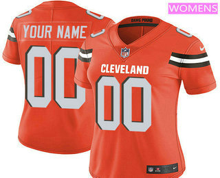 Women's Cleveland Browns Custom Vapor Untouchable Orange Alternate NFL Nike Limited Jersey