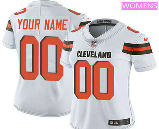 Women's Cleveland Browns Custom Vapor Untouchable White Road NFL Nike Limited Jersey