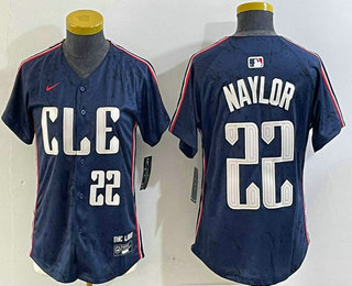 Women's Cleveland Guardians #22 Josh Naylor Number Navy 2024 City Connect Limited Stitched Jersey
