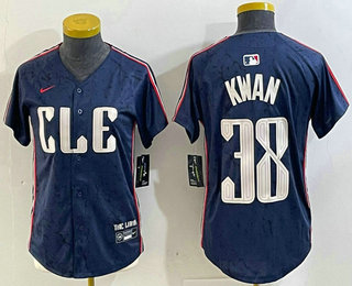 Women's Cleveland Guardians #38 Steven Kwan Navy 2024 City Connect Limited Stitched Jersey