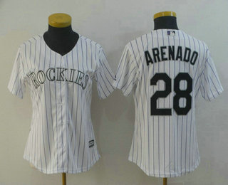 Women's Colorado Rockies #28 Nolan Arenado White Home Stitched MLB Cool Base Jersey