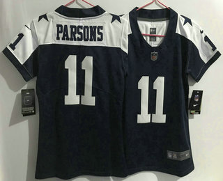 Women's Dallas Cowboys #11 Micah Parsons Blue Thanksgiving 2021 Vapor Untouchable Stitched NFL Nike Limited Jersey