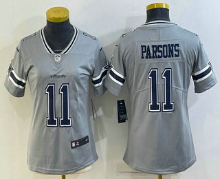 Women's Dallas Cowboys #11 Micah Parsons Grey 2020 Inverted Legend Stitched NFL Nike Limited Jersey