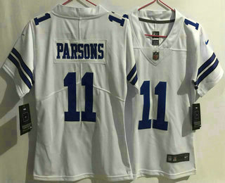 Women's Dallas Cowboys #11 Micah Parsons White 2021 Vapor Untouchable Stitched NFL Nike Limited Jersey