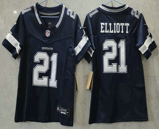 Women's Dallas Cowboys #21 Ezekiel Elliott Navy Blue 2023 FUSE Vapor Stitched Jersey