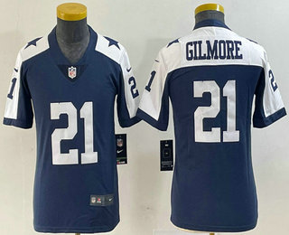 Women's Dallas Cowboys #21 Stephon Gilmore Blue Thanksgiving 2022 Vapor Stitched Limited Jersey