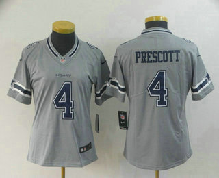 Women's Dallas Cowboys #4 Dak Prescott Grey 2019 Inverted Legend Stitched NFL Nike Limited Jersey