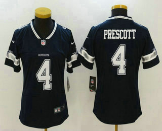 Women's Dallas Cowboys #4 Dak Prescott Navy Blue 2017 Vapor Untouchable Stitched NFL Nike Limited Jersey