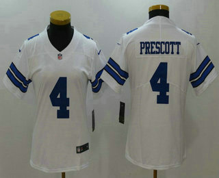 Women's Dallas Cowboys #4 Dak Prescott White 2017 Vapor Untouchable Stitched NFL Nike Limited Jersey