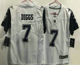 Women's Dallas Cowboys #7 Trevon Diggs 2021 White Thanksgiving Limited Stitched Jersey