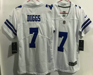 Women's Dallas Cowboys #7 Trevon Diggs White 2021 Vapor Untouchable Stitched NFL Nike Limited Jersey