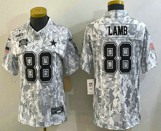 Women's Dallas Cowboys #88 CeeDee Lamb 2024 FUSE Arctic Camo Salute to Service Limited Stitched Jersey