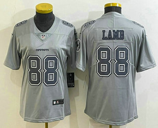 Women's Dallas Cowboys #88 CeeDee Lamb Grey Atmosphere Fashion 2022 Vapor Untouchable Stitched Nike Limited Jersey