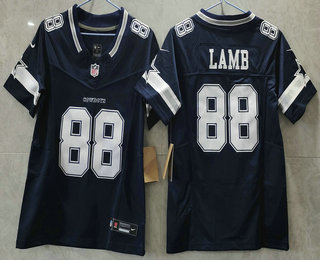 Women's Dallas Cowboys #88 CeeDee Lamb Navy Blue 2023 FUSE Vapor Limited Stitched Jersey