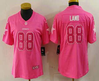 Women's Dallas Cowboys #88 CeeDee Lamb Pink Fashion 2017 Rush Nike Limited Jersey