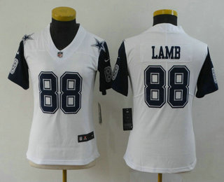 Women's Dallas Cowboys #88 CeeDee Lamb White 2020 Color Rush Stitched NFL Nike Limited Jersey