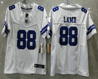 Women's Dallas Cowboys #88 CeeDee Lamb White 2023 FUSE Vapor Limited Stitched Jersey