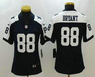 Women's Dallas Cowboys #88 Dez Bryant Navy Blue Thanksgiving 2017 Vapor Untouchable Stitched NFL Nike Limited Jersey