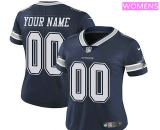 Women's Dallas Cowboys Custom Vapor Untouchable Navy Blue Team Color NFL Nike Limited Jersey