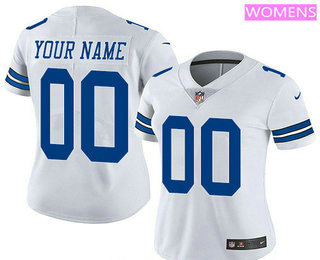 Women's Dallas Cowboys Custom Vapor Untouchable White Road NFL Nike Limited Jersey