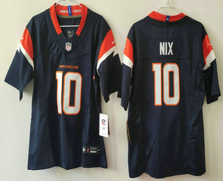 Women's Denver Broncos #10 Bo Nix Navy 2024 FUSE Alternate Vapor Limited Stitched Jersey