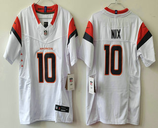 Women's Denver Broncos #10 Bo Nix White Limited White 2024 FUSE Vapor Jersey