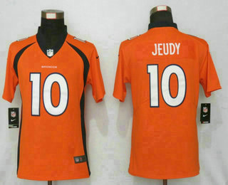 Women's Denver Broncos #10 Jerry Jeudy Orange 2020 Vapor Untouchable Stitched NFL Nike Limited Jersey