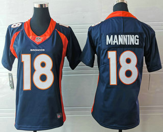 Women's Denver Broncos #18 Peyton Manning Navy Blue 2017 Vapor Untouchable Stitched NFL Nike Limited Jersey