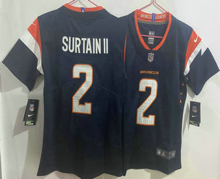 Women's Denver Broncos #2 Patrick Surtain II Limited Navy Vapor Jersey