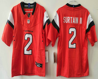 Women's Denver Broncos #2 Patrick Surtain II Limited Orange FUSE Vapor Jersey