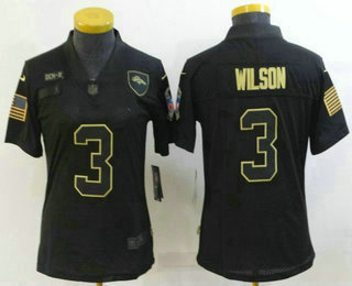 Women's Denver Broncos #3 Russell Wilson Black 2022 Salute To Service Stitched NFL Nike Limited Jersey