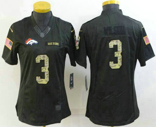 Women's Denver Broncos #3 Russell Wilson Black Anthracite 2022 Salute To Service Stitched NFL Nike Limited Jersey