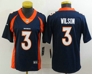 Women's Denver Broncos #3 Russell Wilson Navy Blue 2022 Vapor Untouchable Stitched NFL Nike Limited Jersey