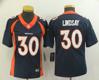 Women's Denver Broncos #30 Phillip Lindsay Navy Blue 2017 Vapor Untouchable Stitched NFL Nike Limited Jersey